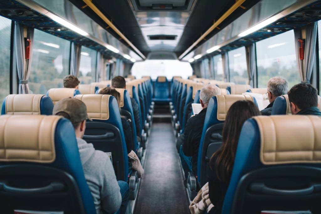 Empty seats on an intercity bus