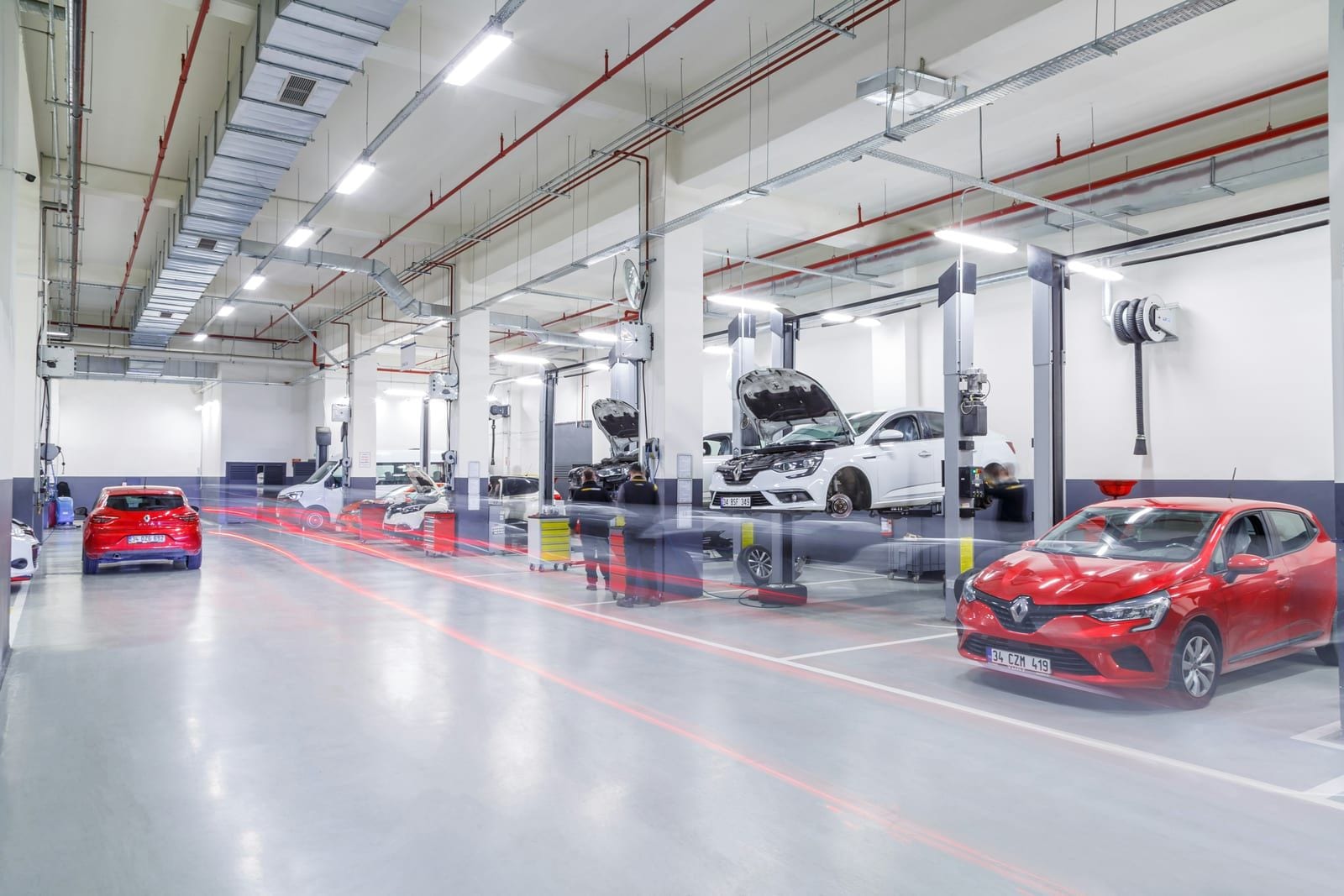 A dealership service shop