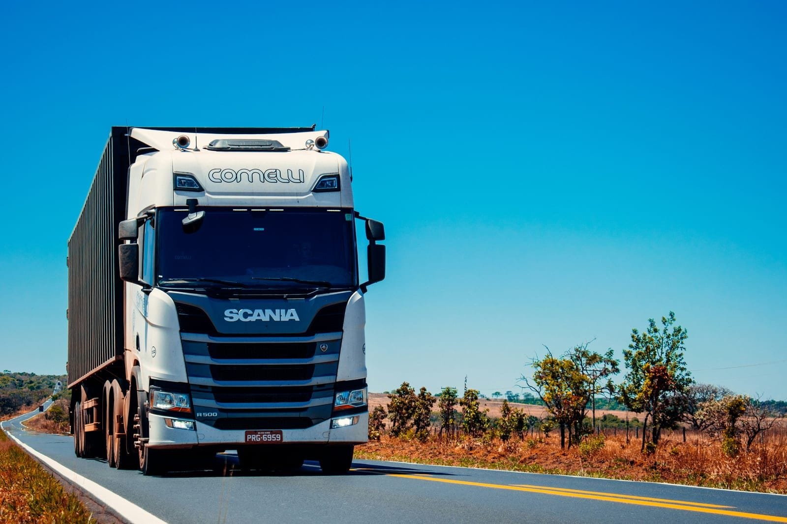 Fleet truck or coach on the road