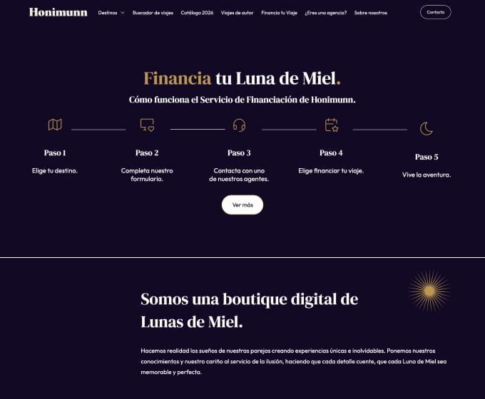 Captura del ecosistema digital de Honimunn — web y captación premium
