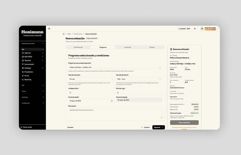 Custom software skeleton — booking panel and operations dashboard